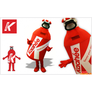 Kæmpe rød og hvid flaske maskot - Spotsound maskot