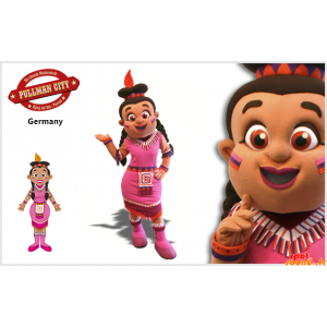 Maskot kvinde, indisk med en lyserød kjole - Spotsound maskot