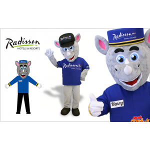 Maskot šedá rhino...