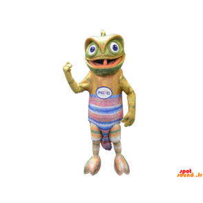 Kameleontmaskot med en färgstark tröja - Spotsound maskot