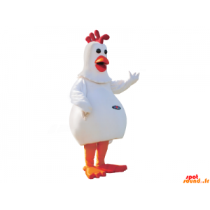 白と赤の巨大な鶏のマスコット