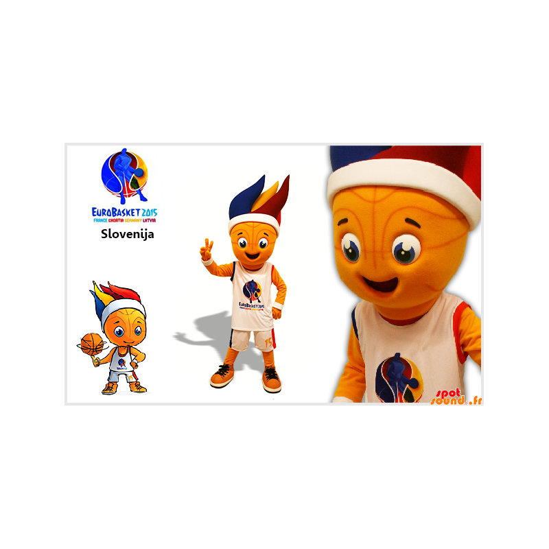Rund og smilende basketballmaskot - Spotsound maskot