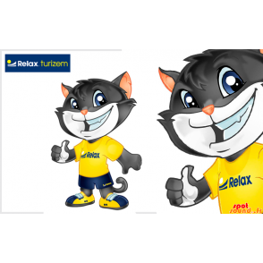 Grå och vit kattmaskot i sportkläder - Spotsound maskot