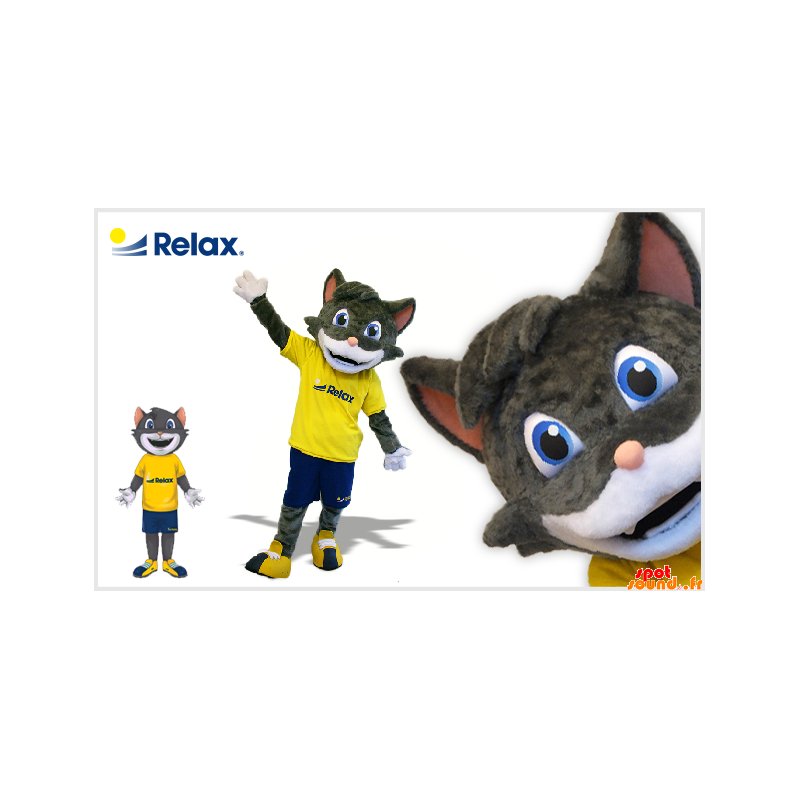 Cinza e rosa mascote gato. Mascot Talking Tom em Mascotes gato Mudança de  cor Sem mudança Cortar L (180-190 Cm) Esboço antes da fabricação (2D) Não  Com as roupas? (se presente na