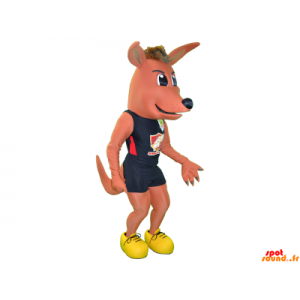 Lyserød hundemaskot i sportsdragt - Spotsound maskot