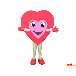 Kæmpe rød og lyserød hjertemaskot. Romantisk maskot - Spotsound