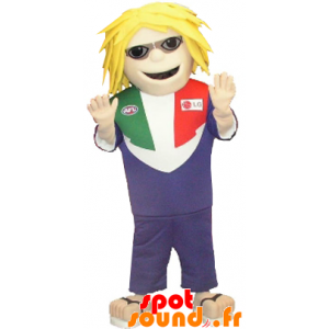 Mascot blonde man met een...