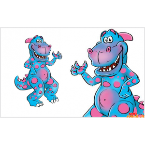 Pink og blå dinosaur maskot, sjov og farverig - Spotsound maskot