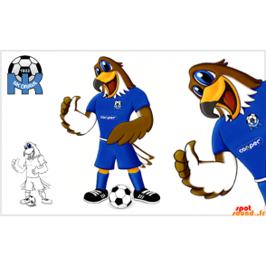 Brun og hvid ørnemaskot i fodboldtøj - Spotsound maskot