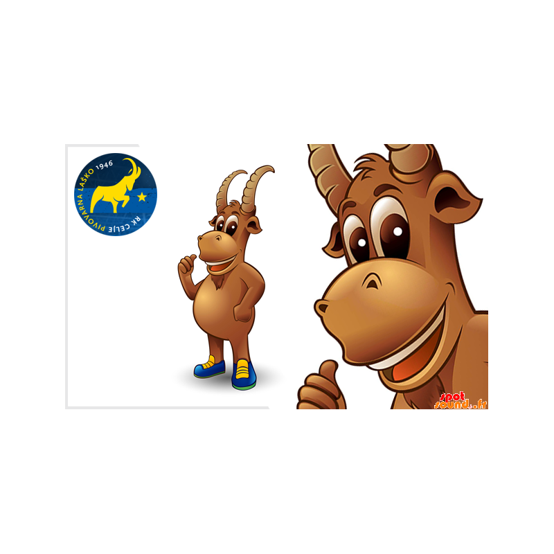 Gemas maskot, brun get med horn - Spotsound maskot Gemas maskot, brun get med horn - Spotsound maskot
