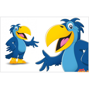 Mascot blå og gul papegøye,...
