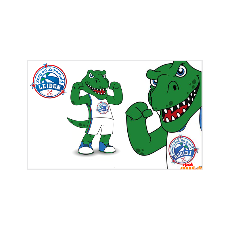 Grøn dinosaur maskot, hård og skræmmende - Spotsound maskot