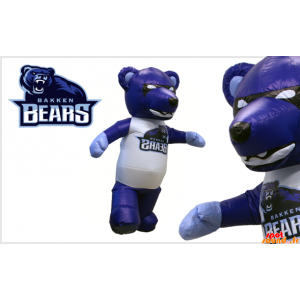 Mascot blå bjørn, svart og...
