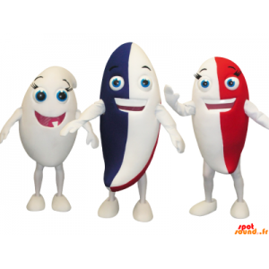 3 maskotar av färgglada snögubbar, tandkräm - Spotsound maskot