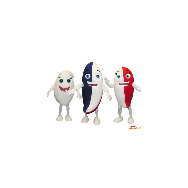 3 maskotar av färgglada snögubbar, tandkräm - Spotsound maskot