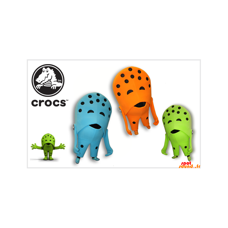 3 Crocs maskotter til sko. Farverige sko - Spotsound maskot