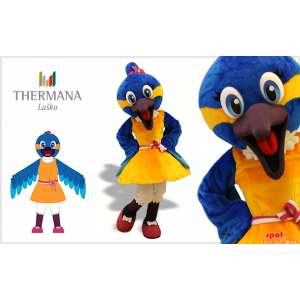 Mascot pájaro azul y...