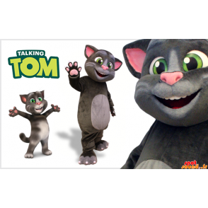 Grå og lyserød kattemaskot. Talking Tom maskot - Spotsound