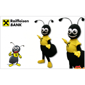 Sort myre maskot klædt i gul - Spotsound maskot