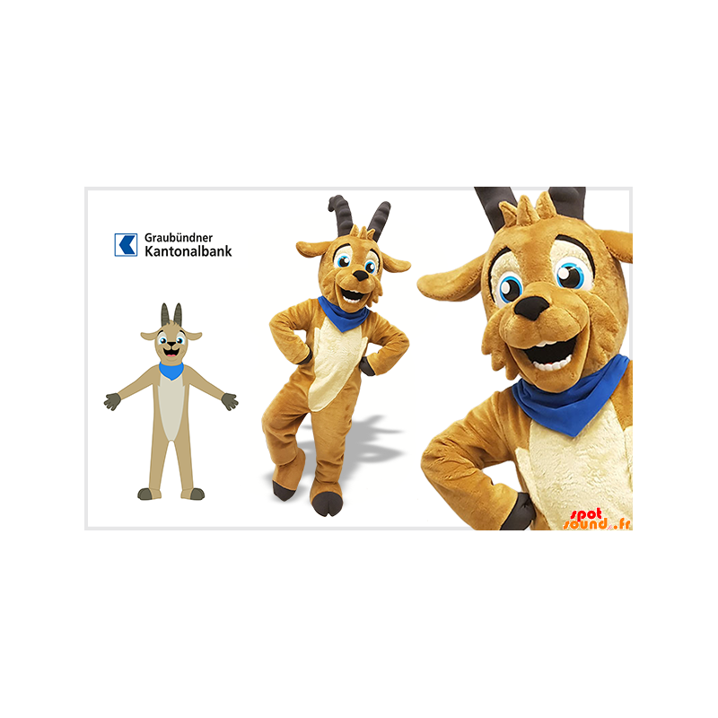 Getmaskot, brun get med horn - Spotsound maskot Getmaskot, brun get med horn - Spotsound maskot