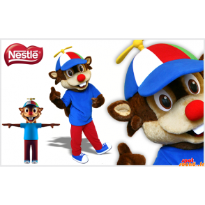 Brun och beige ekorre maskot med keps - Spotsound maskot