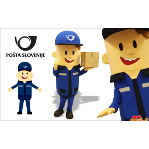 Maskotpostmand, leveringsmand, postbud klædt i blåt - Spotsound