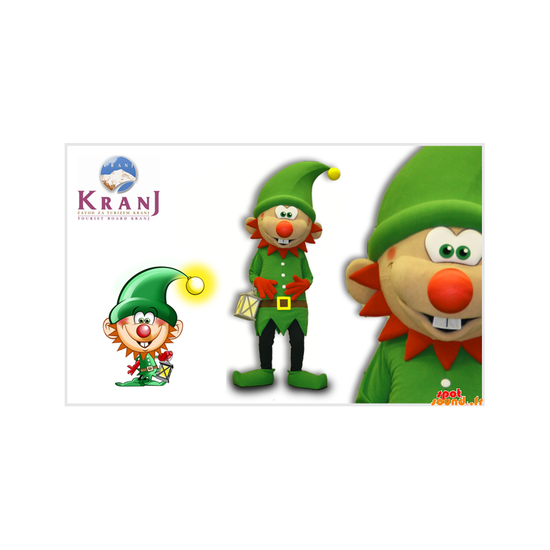 Grøn leprechaun maskot med rødt skæg og hat - Spotsound maskot