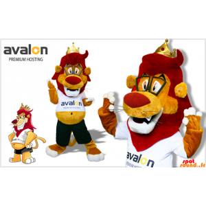 Mascotte de lion rouge et...