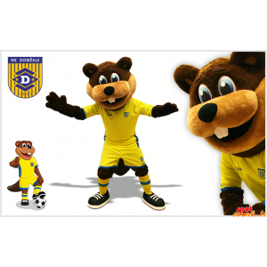 Brun och beige bävermaskot i fotbollsdräkt - Spotsound maskot