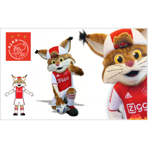 Brun och vit lodmaskot i fotbollsdräkt - Spotsound maskot