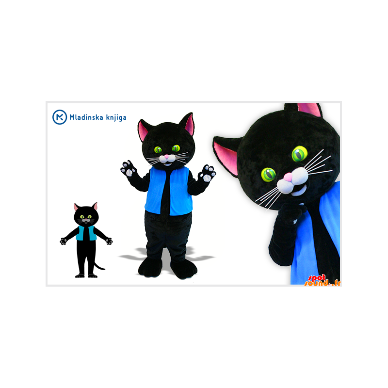 猫マスコット の 美しい緑と黄色の目で巨大な黒猫のマスコット
