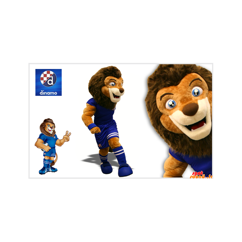 To-tone brun løve maskot i fodbold outfit - Spotsound maskot
