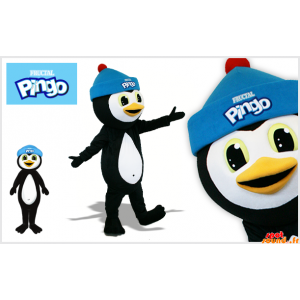 Mascote pinguim preto e...