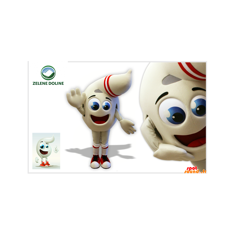 Mascot hvid snemand, kæmpe hvid dråbe - Spotsound maskot