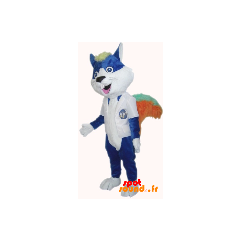 Mascotte de chat, de rongeur bleu avec de grandes dents - MASFR034208 - Mascottes de chat
