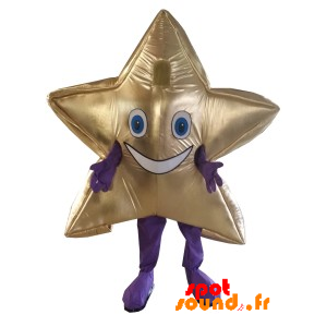 Mascotte d'étoile dorée géante et souriante. Costume d'étoile - MASFR034209 - Mascottes non-classées