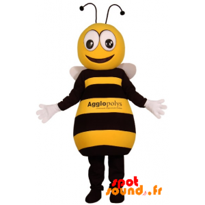 Mascota de la abeja negro y amarillo, muy exitoso - MASFR034210 - mascotte