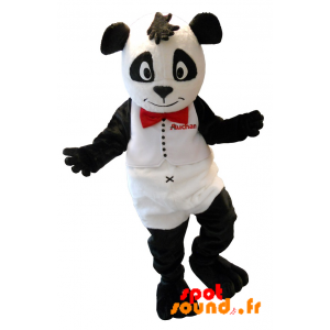 Vit och svart nallebjörnmaskot. Auchan panda maskot - Spotsound