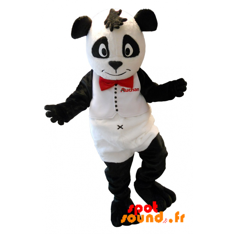 Maskottchen Weißen Und Schwarzen Bären. Auchan Panda-Maskottchen - Pandas Maskottchen - MASFR034213 - SpotSound.fr