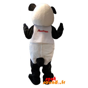 Mascotte de nounours blanc et noir. Mascotte de panda Auchan - MASFR034213 - Mascotte de pandas