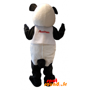 Mascotte de nounours blanc et noir. Mascotte de panda Auchan