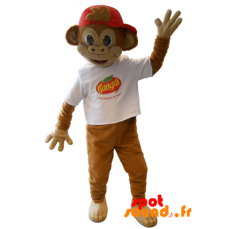 Fofo Grande marrom e bege do macaco Crianças Tamanho Plush Costume -  SpotSound Mascotes no Canadá / mascote US / mascote América Cortar L  (175-180CM)