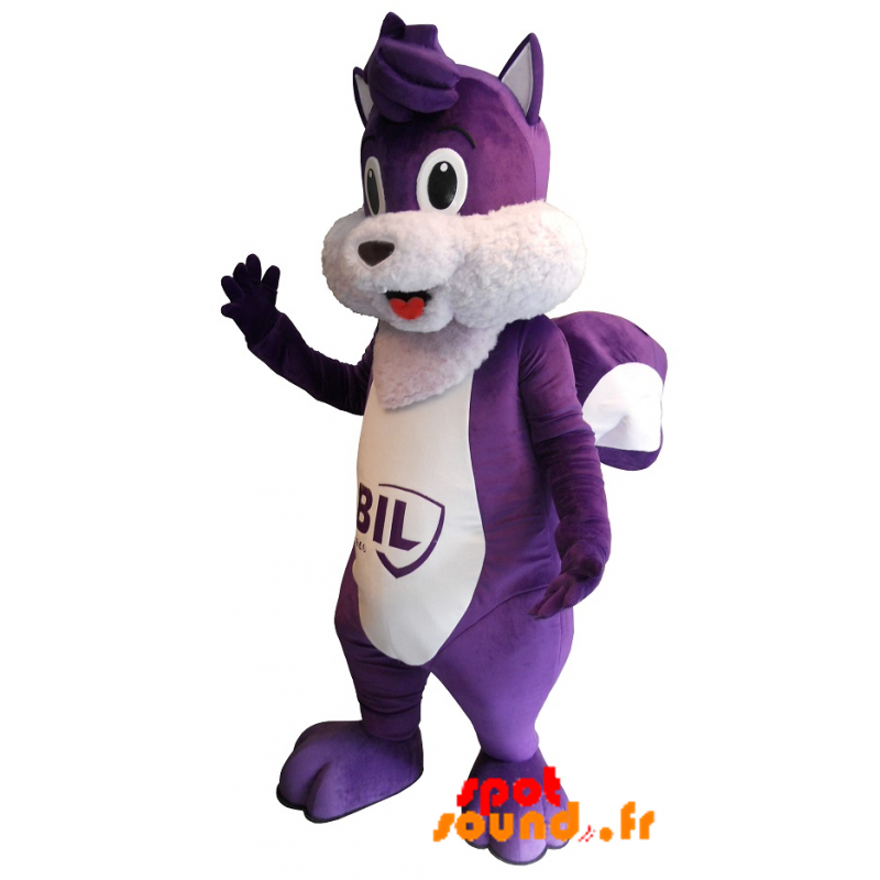 Mascotte d'écureuil violet et blanc, mignon et joufflu - MASFR034217 - Mascottes Ecureuil