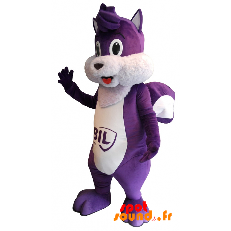 Purple And White Squirrel Mascot, Cute And Chubby - MASFR034217 - mascotte