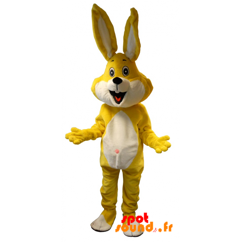 Mascotte de lapin jaune et blanc. Costume de lapin dans Mascotte de lapins  Changement de couleur Pas De Changement Taille L (180-190 Cm) Bon a tirer  Non Avec les vêtements ? (si