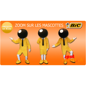 Bic maskot. Gul och svart maskot av det berömda varumärket BIC