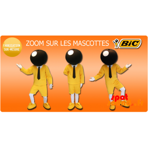 Bic maskot. Gul och svart maskot av det berömda varumärket BIC