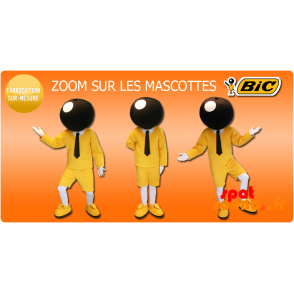 Mascotte Bic. Mascotte jaune et noire de la célèbre marque BIC - MASFR034221 - Mascottes Personnages célèbres