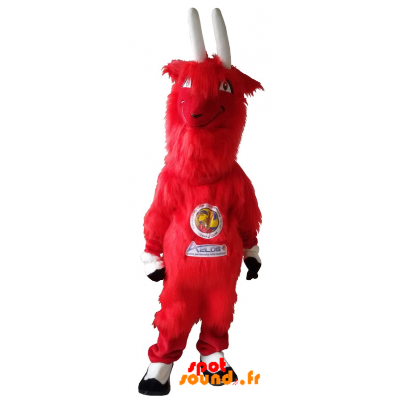 Mascot Aelos, perilla roja, peludo con grandes cuernos - MASFR034222 - mascotte