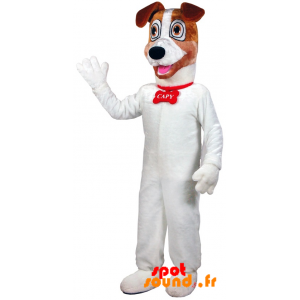 Hvid og brun hundemaskot. Hundedragt - Spotsound maskot